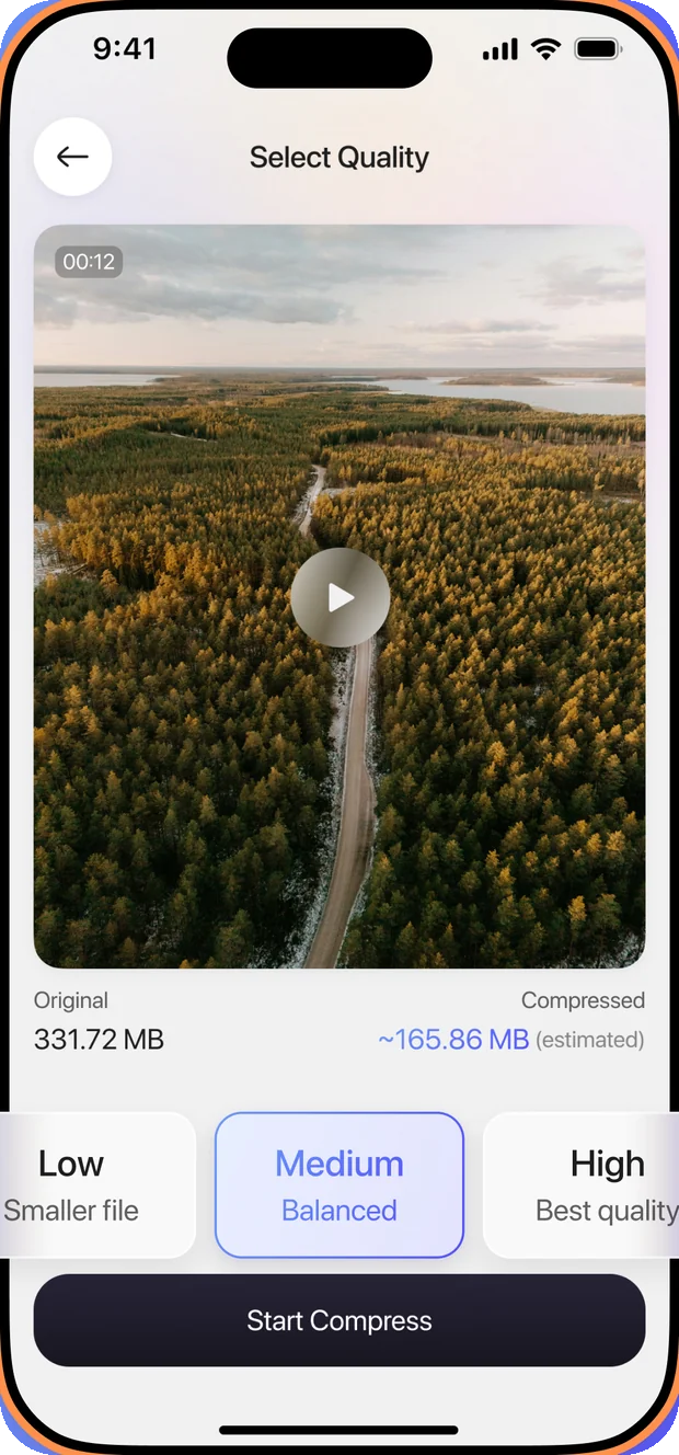 Video compression with three quality options